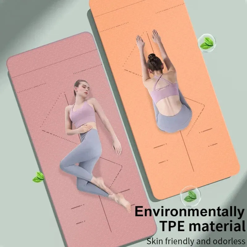 Non-Slip TPE Yoga Mat with Alignment System – 6mm – Lightweight, Eco-Friendly and Perfect for Beginners 