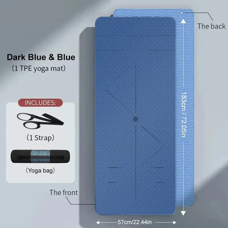Non-Slip TPE Yoga Mat with Alignment System – 6mm – Lightweight, Eco-Friendly and Perfect for Beginners 